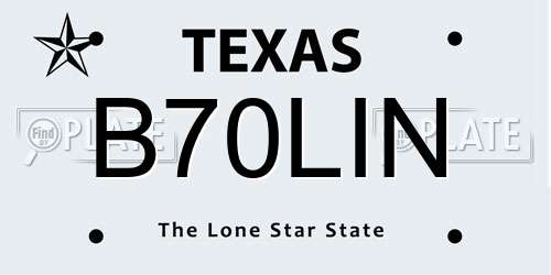 B70LIN Texas License Plate
