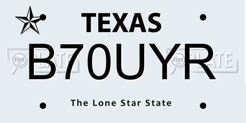 B70UYR Texas License Plate