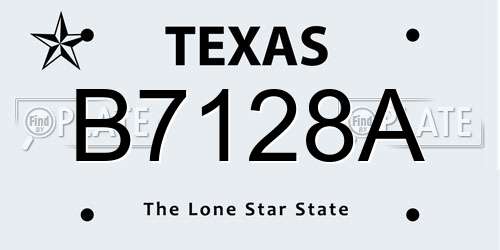 B7128A Texas License Plate