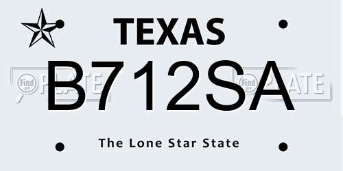 B712SA Texas License Plate