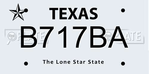 B717BA Texas License Plate