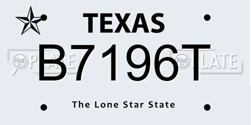 B7196T Texas License Plate