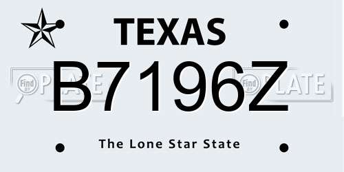 B7196Z Texas License Plate