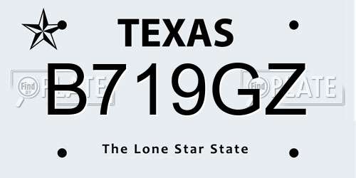 B719GZ Texas License Plate