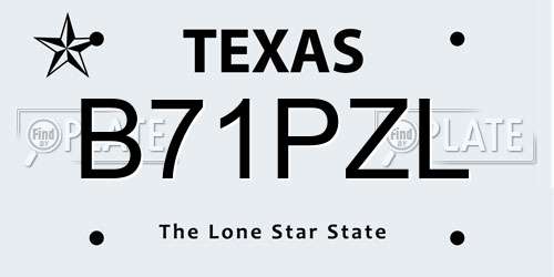 B71PZL Texas License Plate