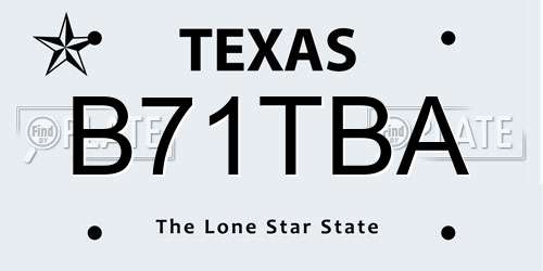 B71TBA Texas License Plate