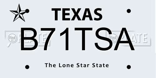 B71TSA Texas License Plate