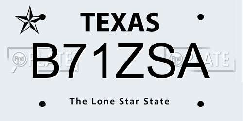 B71ZSA Texas License Plate