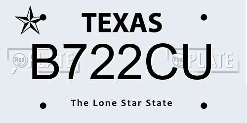 B722CU Texas License Plate