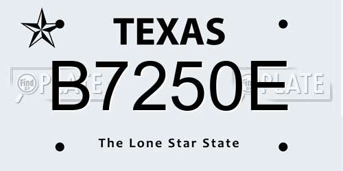 B7250E Texas License Plate