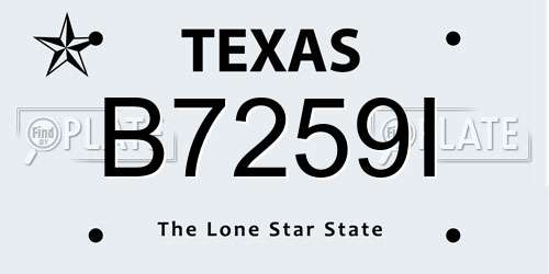 B7259I Texas License Plate