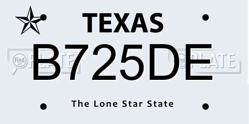 B725DE Texas License Plate