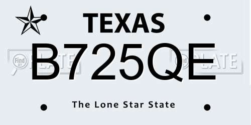 B725QE Texas License Plate