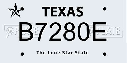 B7280E Texas License Plate