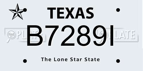 B7289I Texas License Plate