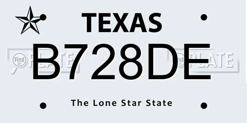 B728DE Texas License Plate