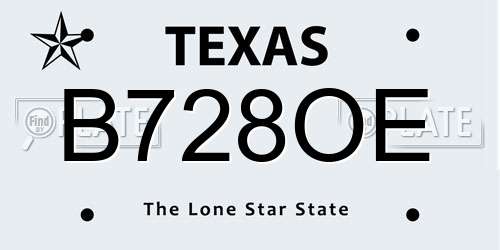 B728OE Texas License Plate