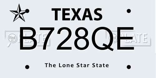 B728QE Texas License Plate