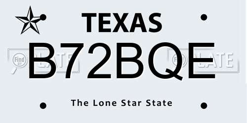 B72BQE Texas License Plate