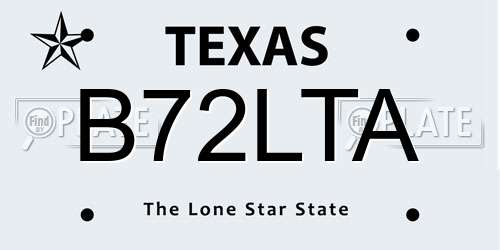 B72LTA Texas License Plate
