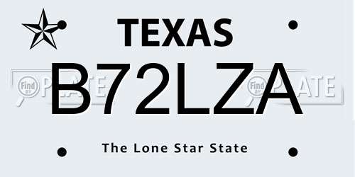 B72LZA Texas License Plate