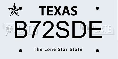 B72SDE Texas License Plate