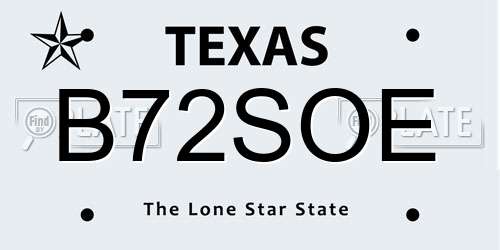 B72SOE Texas License Plate