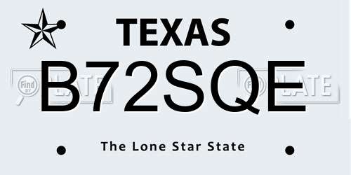 B72SQE Texas License Plate