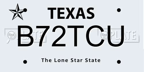 B72TCU Texas License Plate
