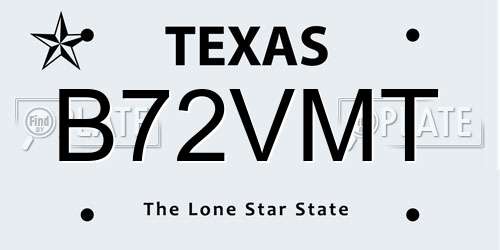 B72VMT Texas License Plate
