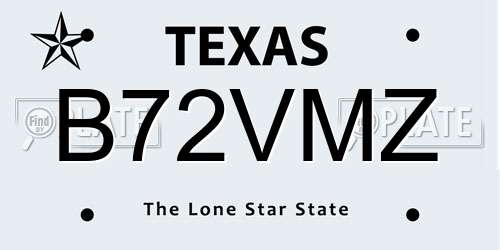 B72VMZ Texas License Plate