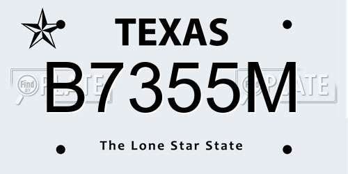 B7355M Texas License Plate