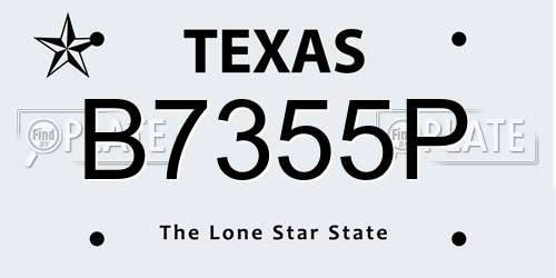 B7355P Texas License Plate