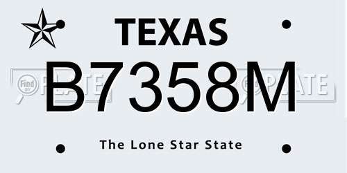 B7358M Texas License Plate