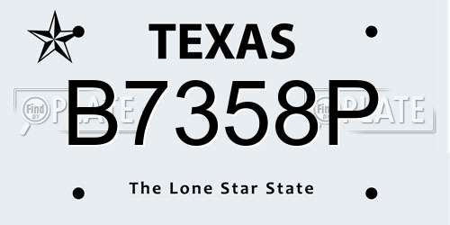 B7358P Texas License Plate