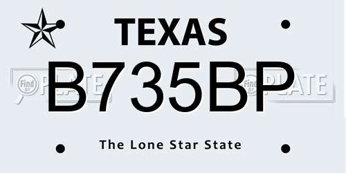 B735BP Texas License Plate