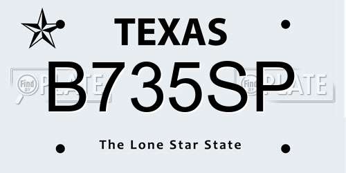 B735SP Texas License Plate
