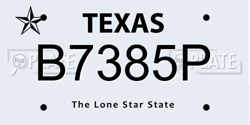 B7385P Texas License Plate