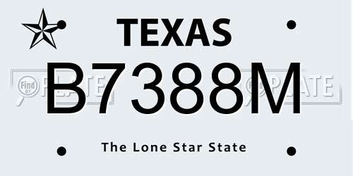 B7388M Texas License Plate