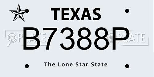 B7388P Texas License Plate