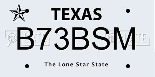 B73BSM Texas License Plate
