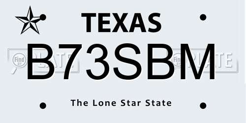 B73SBM Texas License Plate