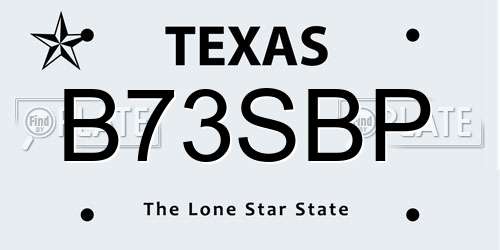 B73SBP Texas License Plate