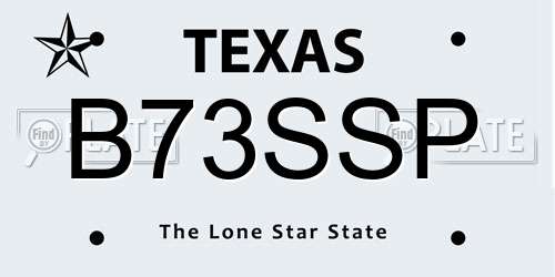 B73SSP Texas License Plate