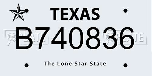 B740836 Texas License Plate