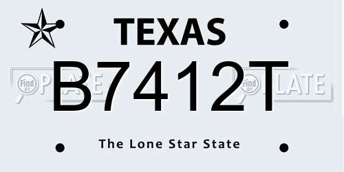 B7412T Texas License Plate