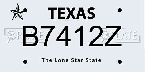 B7412Z Texas License Plate