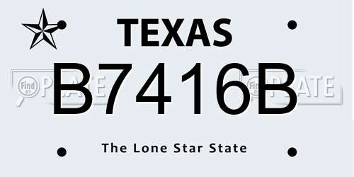 B7416B Texas License Plate