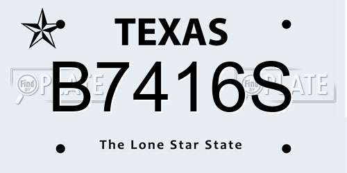 B7416S Texas License Plate