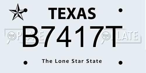 B7417T Texas License Plate